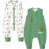 Teechodina Sacco nanna con piedi, 1,5 Tog, 100% cotone, per bambini, tutto l'anno, con gambe, per ragazzi e ragazze