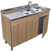 GI.MAR+APELL Sottolavello Rovere 3 Ante Cm.120 Con Lavello Inox 2 Vasche a Destra