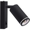 V-TAC VT-429 Portafaretto LED da Muro portalampada GU10 Orientabile nero applique con interruttore tipo lampada hotel - sku 10294