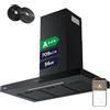 CIARRA CBCB9102 Classe A+++ Cappa Aspirante 90 cm 709m³/h WiFi 61dB Nero