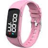 e-vibra Orologio con 8 allarmi silenziosi e vibranti, impermeabile, promemoria medico, con timer e 8 allarmi giornalieri, Rosa, Cinturino
