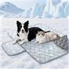 Angelpet Tappetino Rinfrescante per Cani 120x90cm, Q-MAX >0,5, Tappetino Senza Gel per Cani Grandi & Gatti, Tessuto Fresco, Fondo Impermeabile, Tasca Laterale, Lavabile, per Pavimento & Divano, Grigio