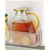 Baffect Brocca Acqua Vetro, Brocca in Vetro Borosilicato Alta 1,8L/63oz con Coperchio in Acciaio Inox, Brocca Acqua da Frigo per Bevande Calde o Fredde Fatte in Casa