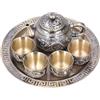 Tomotato Set Caffettiera e Tazze Turche Vintage, Teiera in Metallo con 4 Tazze da Tè e Vassoio per La Festa di Nozze in Cucina Domestica