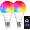 D-Lumina Lampadine LED Alexa intelligenti,Lampada Smart LED 10W WIFI E27，Dimmerabile RGB cambia colore Luci 2700K-6500K, Funziona con Alexa, Assistente Google Home,Siri, (confezione da 2)