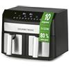 GOURMETmaxx friggitrice a doppia camera 2 x 3,5 L | Friggitrice in acciaio inox con zone di cottura sincronizzate, funzione timer e display touch | Friggitrice a risparmio energetico | 10 Programmi