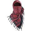 Luxns - Sciarpa tattica militare da deserto, kefiah in 100% cotone, Nero e rosso, taglia unica