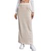 Duyeuau Gonna lunga aderente in maglia elastica a costine tinta unita casual a vita alta gonna a matita invernale Midiskirt per le donne, Albicocca-s, S