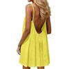 Generic Cami Senza Schienale Abiti per Le Donne Cami Lounge Dress 2026 Backless Tinta Unita Senza Maniche House Dress Lungo con Cravatta Posteriore, Giallo, L