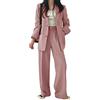 Minetom Tailleur Donna Elegante Business 2 Pezzi da Tuta Slim Fit Maniche Lunghe Tinta Unita Blazer Giacca Pantaloni Ufficio Completo B Rosa S