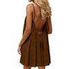 Generic Abiti Senza Spalline in Stile Camicia per Donna, Abito da casa in Stile Camicia 2026, Senza Spalline, Tinta Unita, Senza Maniche, Abito da casa Lungo, con Coulisse Posteriore, M