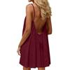 Generic Cami Senza Schienale Abiti per Le Donne Cami Lounge Dress 2026 Backless Tinta Unita Senza Maniche House Dress Lungo con Cravatta Posteriore, Vino, M