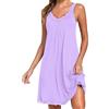 Uniexcosm Camicia da Notte Donna Cotone Corta con Girocollo Sciolto Maniche Corte Camicia da Notte Volant Lovable Sleepwear per Casa e Casuale Viola XL