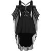 pvucpot Vestito gotico da donna, abbigliamento medievale, costume da Halloween, vestito rinascimentale con cappuccio per Halloween Carnevale Medievale Donna Abito Rinascimentale Vestito Gotico Lungo