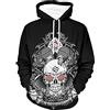 keephen Felpe con Cappuccio da Uomo Spaventoso Teschio Stampato Felpa a Maniche Lunghe Punk Rock Unisex Casual Pullover Cool Sportswear