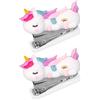 Alasum Graffettatrice Ufficio Unicorno Bianco Compatta Leggera in Silicone | Acciaio Inossidabile, Confezione 2 Pezzi, Rientro Automatico a Molla, per Scuola e Casa
