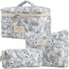 Genérico Beauty case floreale, trucco 3 pezzi, 25 x 16 x 16 cm, in cotone estetico | set di sacchetti per cosmetici, viaggio, casa, ufficio, bagno, pratico accessorio, stoccaggio, organizzazione, regalo, a