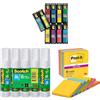 Post-it Piccole Bandiere Indice, Confezione Valore, Confezione di 8 Blocchi + 2 Blocchi + Colla Stick Permanente Scotch - 1 Confezione di 5 Stick + Note Super Sticky Post-it, 6 Blocchi