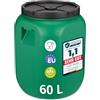 Garronda tanica di plastica da 60 litri a bocca larga con coperchio, in materiale privo di BPA, bidone plastica universale, serbatoio acqua per il giardino GD-0078, Verde