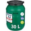 Garronda tanica di plastica da 30 litri a bocca larga con coperchio, in materiale privo di BPA, bidone plastica universale, serbatoio acqua per il giardino GD-0078, Verde