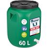 Garronda tanica di plastica da 60 litri a bocca larga con coperchio, in materiale privo di BPA, bidone plastica con rubinetto universale, serbatoio acqua per il giardino GD-0078, Verde