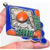 Fatto a mano Ciondolo turchese lapislazzuli corallo Bahamas gioielli tibetani nepalesi 3,8...