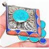 Fatto a mano Ciondolo corallo turchese lapislazzuli Bahamas Tibetan Nepalesi Jewelry 3,8" ...