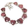 Fatto a mano Collana Rodonite Naturale 18" Catena Regolabile Tono Argento Cuore Gemme Regali