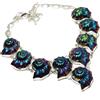 Fatto a mano Collana pietre preziose fossili ammolite catena regolabile gioielli fatti a...