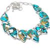 Fatto a mano Collana turchese blu rame naturale 18" catena regolabile pera gioielli PT 3819