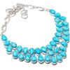 Fatto a mano Collana con pietre preziose a forma di pera Larimar catena regolabile fatta a...
