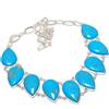 Fatto a mano Collana Rame Turchese 18" Catena Regolabile Tono Argento Pera Gemma PT 4323