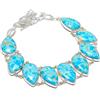 Fatto a mano Collana in rame con pietre preziose a forma di pera Larimar catena regolabile...