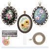 MWOOT 3 Pezzi Ricamo Starter Kit con Ciondolo, Vintage Collana di Maglione con Collana Orecchini di Fascino Creativo Set da Ricamo per Principianti Artigianato Arte Fai da Te,Stile A