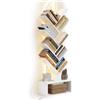 Coleshome Libreria ad Albero LED, Scaffale a 8 Ripiani 115cm Bianco