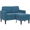 vidaXL 2-zitsbank met ligstoel L-vormig 125 cm fluweel blauw