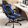 Hellove Sedia da Gaming Ergonomica con Poggiapiedi, Supporto Lombare, Braccioli Regolabili, Reclinabile 90-135°, Portata 135Kg, Sedia Gamer Ufficio in Pelle PU Nero e Blu