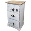 milani home - mobiletto in legno con 3 cassetti, bianco, stile shabby chic, 35 x 28 x 56 cm
