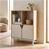 [en.casa] Mobile Contenitore a 2 Ante 94x76x40 cm Effetto Rovere/Bianco | Comò Multiuso con 2 Scomparti Chiusi 2 Vani Aperti Credenza Bassa Madia Soggiorno Sala da Pranzo Camera da Letto Ingresso