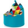 Ecopuf - Poltrona Pouf Yoko Patchwork - Pouf per la cameretta dei bambini - Borsa in tessuto robusto - Sedia da salotto - Arredamento - Poltrona misura XL - 70x75 cm - Azzurro Nc7