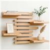 Qoka Crafts Mensola da Muro in Legno Massello, Scaffale da Parete Sospeso Design per Salotto, Cucina e Bagno, Mensole Moderne per Libreria (Verde Salvia)