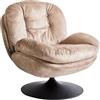 Beliani Poltrona girevole in velluto con sedile imbottito beige