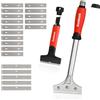 Goldblatt Set di 2 raschietti per vetro con lame da 20 pezzi, 10,2 cm, raschietto industriale per pavimenti con manico lungo, supporto per rasoio resistente per la pulizia di calafati, vernice, colla