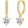 Cangall Orecchini a cerchio in argento 925 con ciondolo, in argento sterling 925, pendenti con zirconi, a forma di cuore/croce/goccia d'acqua, per dormire, cartilagine, orecchini a cerchio in argento