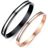 Jewelrywe Bracciali coppie acciaio inossidabile, Amore braccialetto FOREVER IN LOVE registrato, Nero/Oro rosa(1 coppia)
