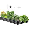 VEVOR Aiuola Rialzata in Metallo per Giardino Balcone 2400 x 1200 x 290 mm, Design a Fondo Aperto, Grande Aiuola Rialzata per Coltivare Verdure, Fiori, Erbe Aromatiche e Piante Grasse, Grigio Scuro