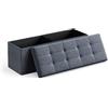 SONGMICS Cassapanca, Pouf Contenitore, Poggiapiedi Pieghevole da 38 x 110 x 38 cm, Ottomano, Regge fino a 300 kg, per Soggiorno, Camera da Letto, Entrata, Grigio Nebbia LSF077Q01