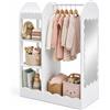 Relaxdays Appendiabiti per bambini con specchio, 5 vani, bianco