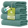 Ruggeri Set 4 Pezzi Asciugamani Bagno Ospiti, 40x50 cm, Cotone, Verde | 500 g/m², tessuto Dobby, 4 ospite 40x50 cm, Lavabile in Lavatrice, 100% Cotone