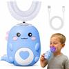 Yfjyxen 360° Spazzolino Ultrasonico Bambini, Spazzolino Automatico Dinosauro Brush Con Testine In Silicone E Luce LED, Masticabile Impermeabile IPX7 Per Lavarsi I Denti Più Facilmente(Blue 2-6 Year)